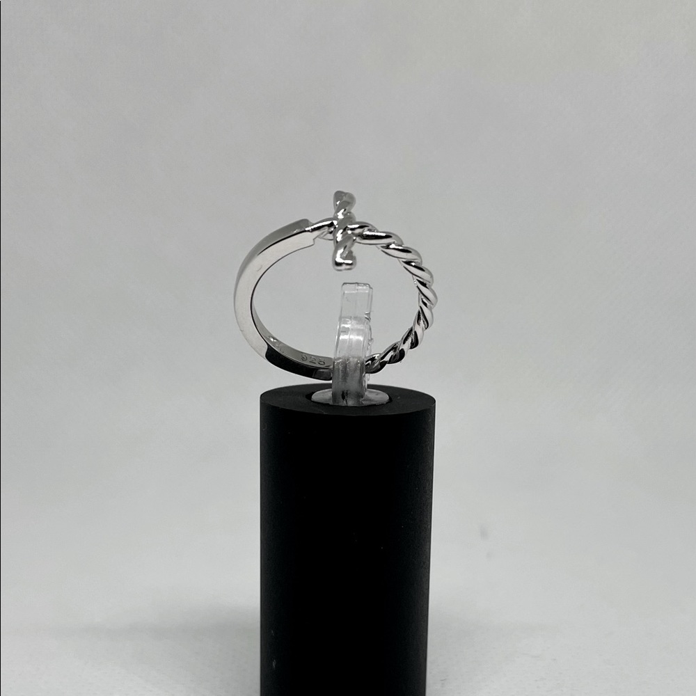 Sterling Silver Rope Cross Ring